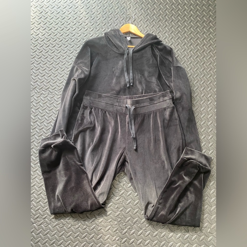 Z by Zella Velour Hoodie & Pants Bundle | size xl | Black - Picture 2 of 6